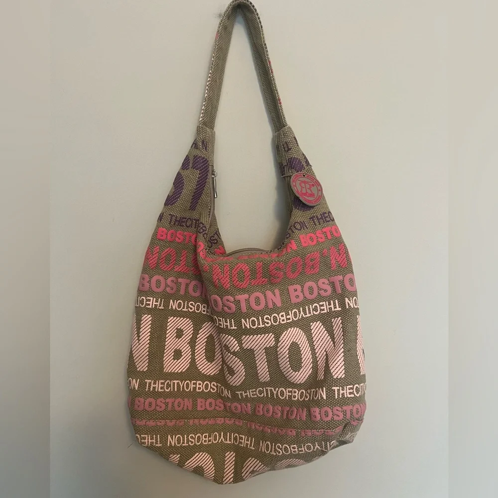 Robin‎ Ruth Pink and Tan Boston Hobo Bag 100% Cotton